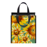 Sage Watercolor Sunflower Pattern Print Insulated Lunch Tote