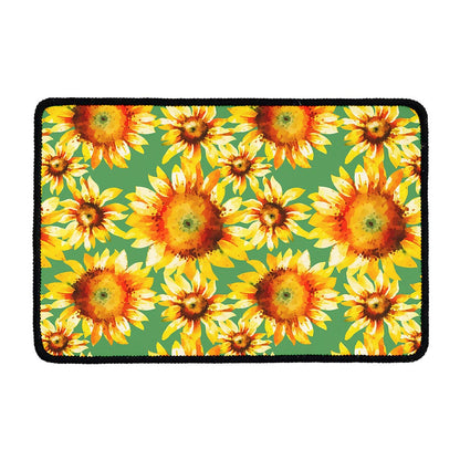 Sage Watercolor Sunflower Pattern Print Kitchen Mat