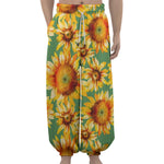 Sage Watercolor Sunflower Pattern Print Lantern Pants