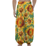 Sage Watercolor Sunflower Pattern Print Lantern Pants