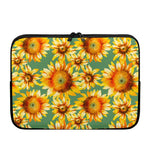 Sage Watercolor Sunflower Pattern Print Laptop Sleeve