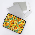 Sage Watercolor Sunflower Pattern Print Laptop Sleeve