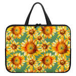 Sage Watercolor Sunflower Pattern Print Laptop Sleeve With Handle