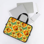 Sage Watercolor Sunflower Pattern Print Laptop Sleeve With Handle