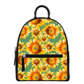 Sage Watercolor Sunflower Pattern Print Leather Backpack