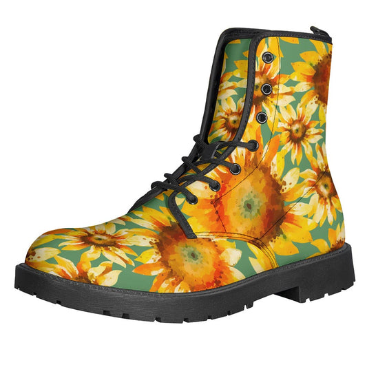 Sage Watercolor Sunflower Pattern Print Backpack