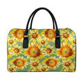 Sage Watercolor Sunflower Pattern Print Leather Duffel Bag