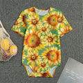 Sage Watercolor Sunflower Pattern Print Men's Bodysuit
