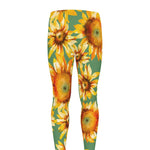 Sage Watercolor Sunflower Pattern Print Men's leggings