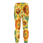 Sage Watercolor Sunflower Pattern Print Men's leggings
