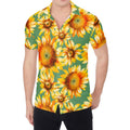 Sage Watercolor Sunflower Pattern Print Men's Shirt