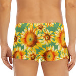 Sage Watercolor Sunflower Pattern Print Men's Short Boxer Briefs