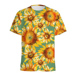 Sage Watercolor Sunflower Pattern Print Men's Sports T-Shirt
