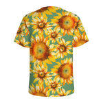 Sage Watercolor Sunflower Pattern Print Men's Sports T-Shirt
