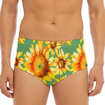 Sage Watercolor Sunflower Pattern Print Men's Triangle Swim Briefs