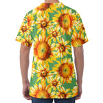 Sage Watercolor Sunflower Pattern Print Men's Velvet T-Shirt
