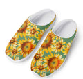Sage Watercolor Sunflower Pattern Print Mesh Casual Shoes