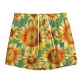 Sage Watercolor Sunflower Pattern Print Mesh Shorts