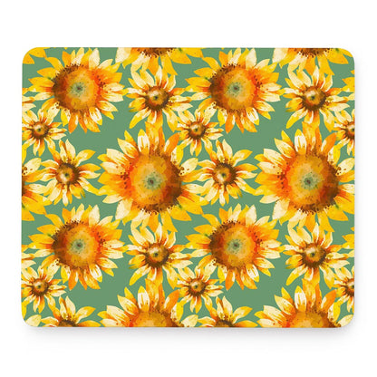 Sage Watercolor Sunflower Pattern Print Mouse Pad