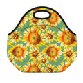 Sage Watercolor Sunflower Pattern Print Neoprene Lunch Bag