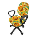 Sage Watercolor Sunflower Pattern Print Office Chair Cover
