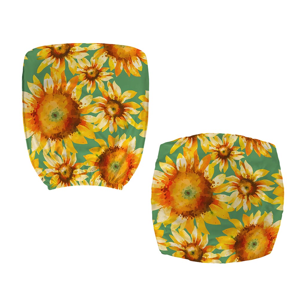 Sage Watercolor Sunflower Pattern Print Office Chair Cover