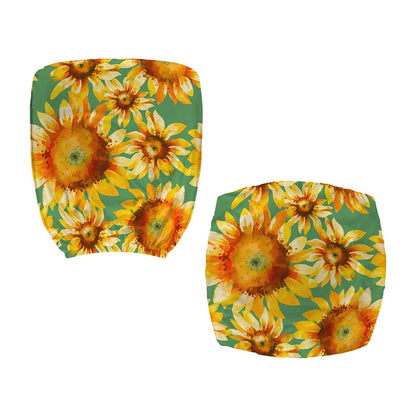 Sage Watercolor Sunflower Pattern Print Office Chair Cover