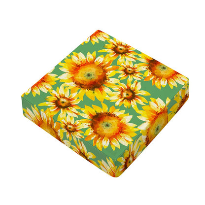 Sage Watercolor Sunflower Pattern Print Outdoor Seat Cushion Cover