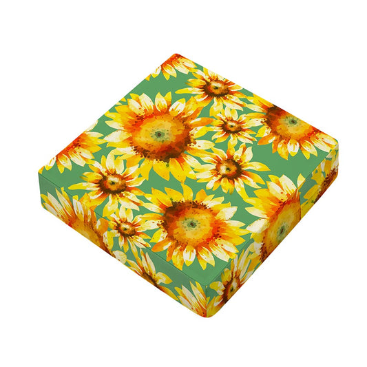 Sage Watercolor Sunflower Pattern Print Outdoor Seat Cushion Cover