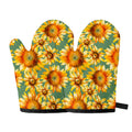 Sage Watercolor Sunflower Pattern Print Oven Mitts