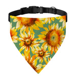 Sage Watercolor Sunflower Pattern Print Over The Collar Dog Bandana