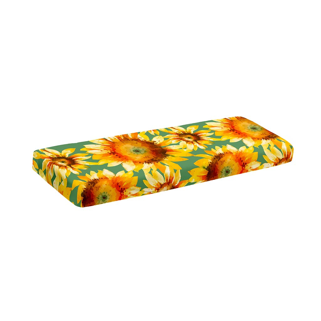 Sage Watercolor Sunflower Pattern Print Piano Keyboard Cover