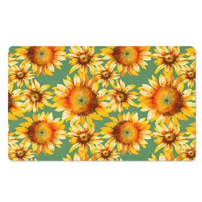 Sage Watercolor Sunflower Pattern Print Polyester Doormat