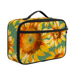 Sage Watercolor Sunflower Pattern Print Portable Lunch Bag