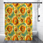 Sage Watercolor Sunflower Pattern Print Premium Shower Curtain