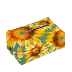 Sage Watercolor Sunflower Pattern Print Rectangle Tissue Box Cover