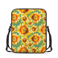 Sage Watercolor Sunflower Pattern Print Rectangular Crossbody Bag