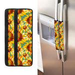 Sage Watercolor Sunflower Pattern Print Refrigerator Handle Covers