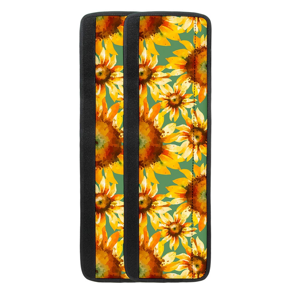 Sage Watercolor Sunflower Pattern Print Refrigerator Handle Covers