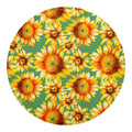 Sage Watercolor Sunflower Pattern Print Round Blanket