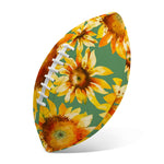 Sage Watercolor Sunflower Pattern Print Rugby Ball