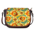 Sage Watercolor Sunflower Pattern Print Saddle Bag