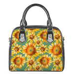 Sage Watercolor Sunflower Pattern Print Shoulder Handbag