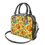 Sage Watercolor Sunflower Pattern Print Shoulder Handbag