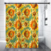 Sage Watercolor Sunflower Pattern Print Shower Curtain