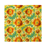 Sage Watercolor Sunflower Pattern Print Silk Bandana