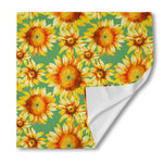 Sage Watercolor Sunflower Pattern Print Silk Bandana