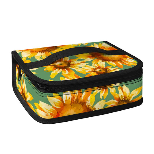 Sage Watercolor Sunflower Pattern Print Small Lunch Bag