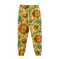 Sage Watercolor Sunflower Pattern Print Sweatpants