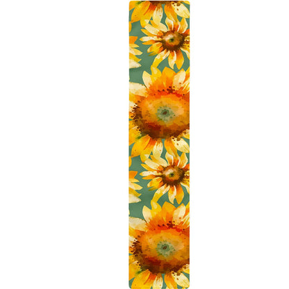 Sage Watercolor Sunflower Pattern Print Table Runner